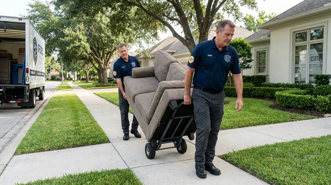 Local residential moving crew loading furniture in Solana Beach, CA